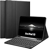 【Touches de raccourci et connexion Bluetooth stable】 La connexion Bluetooth confortable et rapide vous permet d'utiliser le clavier n'importe où et à tout moment. Et les touches sont silencieuses et confortables. L'étui clavier pour iPad 10 génération dispose d'un mode d'économie d'énergie, en cas de non-utilisation prolongée, il se met en veille. Pour clavier iPad 10