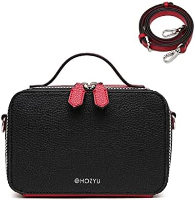 HOZYU Crossbody Bags for Women and Small Crossbody Purse for Fashion Handbags and Double Zipper Shoulder Bag(Black&Red)