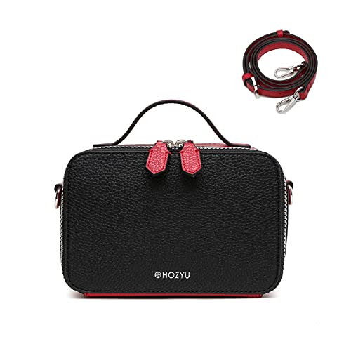 Hozyu Crossbody Bags For Women And Small Crossbody Purse For Fashion Handbags And Double Zipper Shoulder Bag(Black&Red) #TOP1