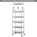 Homfa 5-Tier Mesh Wire Rolling Cart Multifunction Utility Cart Kitchen Storage Cart on Wheels, Steel Wire Basket Shelving Trolley,Easy Moving,Silver