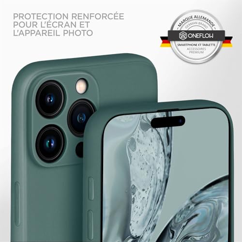 Coque silicone iPhone 16 Pro Max bleu pétrole avec coque arrière souple