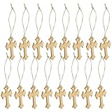 NUOBESTY 50 Stück Massivholz Kreuzanhänger als Weihnachtsbaum Deko Rustikale Hölzerne Hängeschmuck für Wand Auto und Fest Natürliche Holzstruktur Vielseitige Christbaumschmuck Dekoration