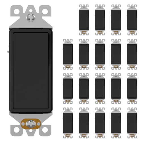 AIDA 20 Pack 3 Way Decorative Light Switch, 15Amp, 120/277 Volt, AC Decorator Rocker Paddle Wall Switch Replacement, UL Listed - Residential and Commercial Grade,Matte Black