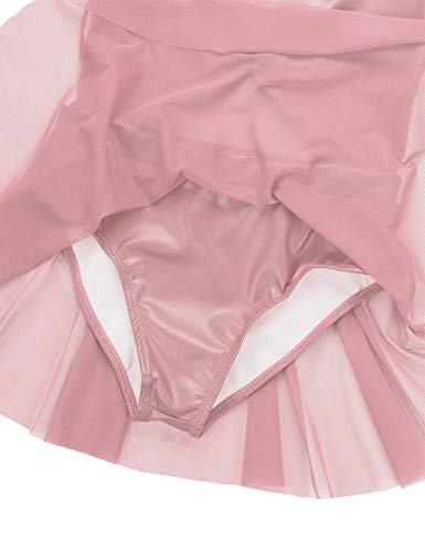 Tiaobug Girls Sequined Tank Leotard Skirt Keyholes Figure Ice Skating Lyrical Ballet Dance Dress Competition Twirling Costume Leather Light_Pink 4 #TOP6