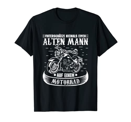 Herren Unterschätze niemals einen alten Mann auf einem Motorrad T-Shirt