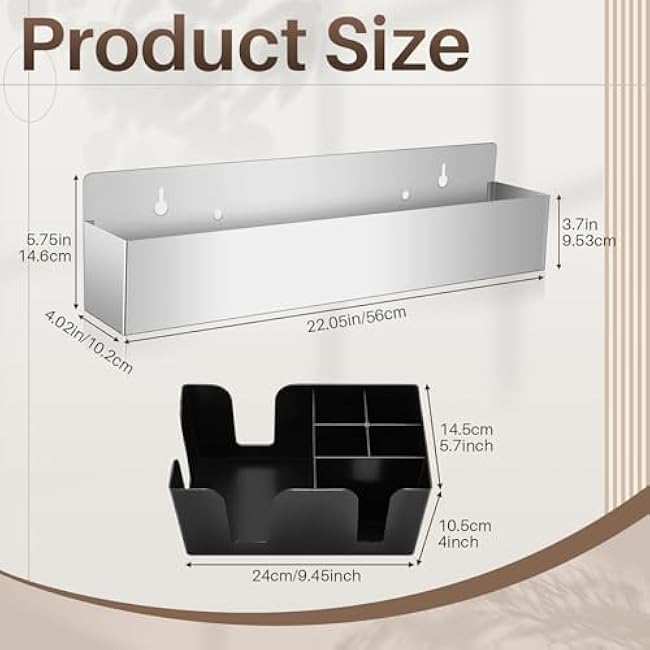 Layhit 22 Inch Single Speed Rail Stainless Steel Bottle Holder Silver Liquor Rack Wall Mounted Rail Shelf and Bar Organizer with 6 Compartments for Bars, Black, Medium