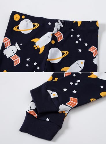Image of Little bety Cotton 4 Piece Pajamas Boys Long Sleeve Sets Toddler Boys Pjs Kids Sleepwear Sets