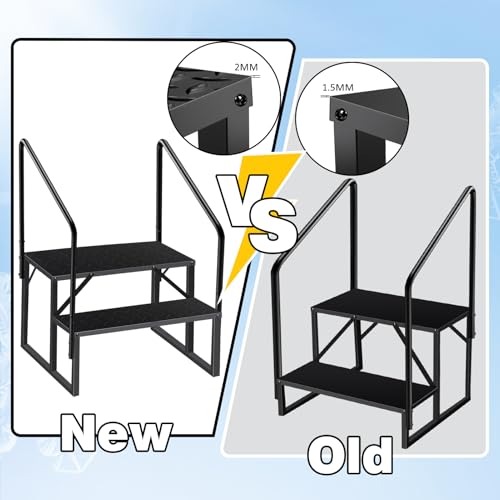 Escalera de 2 peldaños resistente con pasamanos para uso exterior miniatura 3