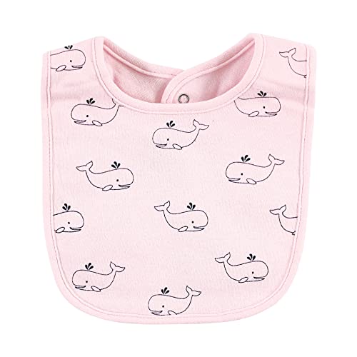 Image of Hudson Baby Unisex Baby Cotton Bibs, Whaley Cute Girl, One Size