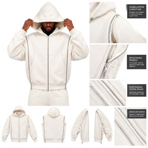 Mens Zip Up Hoodie Oversized Light Fall Jackets Fleece Sweatshirt 2026 - image 4