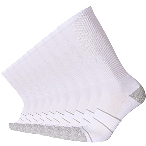 Image of EnerWear EnerWear 10P Pack Men's Lycra Cotton Half Cushion Crew Socks(10-13 /shoe size 6-12, White 3)