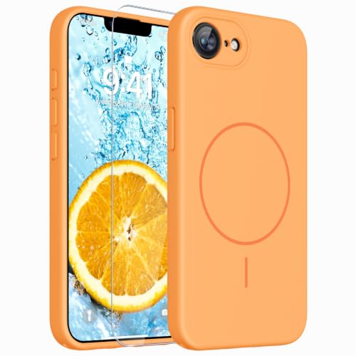 Image of Magnetic for iPhone 17e Case /iPhone 16e Case,Shockproof Matte Case,Orange | with Screen Protector,Compatible with MagSafe,Military Grade Drop Protection,Full Camera Protection,Non-Slip Design Cover