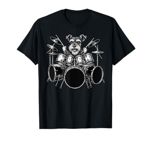 Schnauzer Jouant de la batterie Batteur Amoureux des chiens T-Shirt