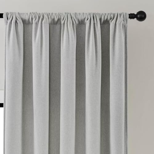 Image of Joydeco Light Filtering Curtains 108 Inch Length for Bedroom, Faux Linen Curtains 108 Inches Long for Living Room, Pinch Pleat Curtains for Living Room 108 Inch Length(52x108 inch, Greyish White)