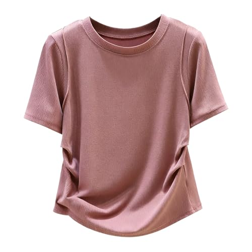 Camiseta de diseñador con cintura y ajuste favorecedor para un look casual, Rosa., L