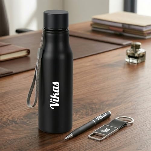 Image of Giftana Personalized Name Water Bottle 750ml, Birthday Gifts (Black 3)