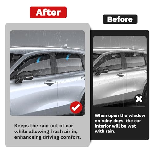 Image of Canvcle Window Visors Rain Guards for Honda HR-V 2023-2025 2026 HRV Accessories, Outside-Mount Tape-On Side Window Wind Deflectors Vent Visors Shades Rainproof 4PCS