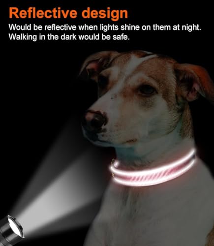Image of Joytale Reflective Dog Collar, Soft Neoprene Padded, Metal D-Ring, Nylon Pet Collar Adjustable for Extra Large Dogs, Neon Pink, XL