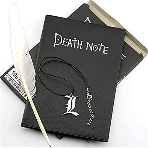 Death Note Notebook with Feather Pen, Fashion Anime Theme Death Note Cosplay Notebook, Gifts for Cosplay Lovers, Can be Used as Diary and Notebook