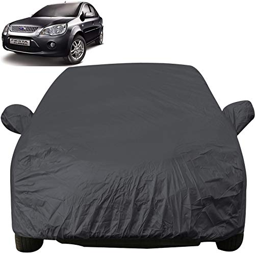 Image of Fiesta Dustproof Car Cover with Mirror Pockets, Grey Color, Taffeta Polyster,Triple Stitched, Compatible with Ford Fiesta Car Cover (2008 to 2016), Fiesta Car Accessories