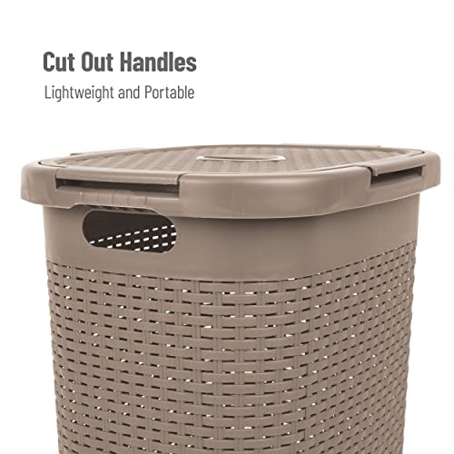 Mind Reader 60 Liter Hamper With Cutout Handles, Washing Bin, Dirty Clothes Storage, Bathroom, Bedroom, Closet, Brown Metallic #TOP3