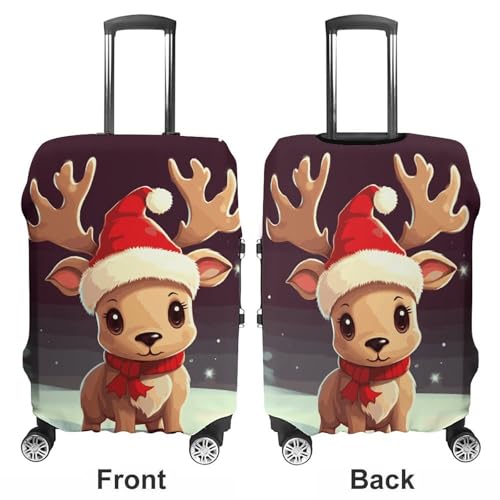 Cute Christmas Reindeer Printed Luggage Cover Protector, Fits 18-32 Inch Luggage3