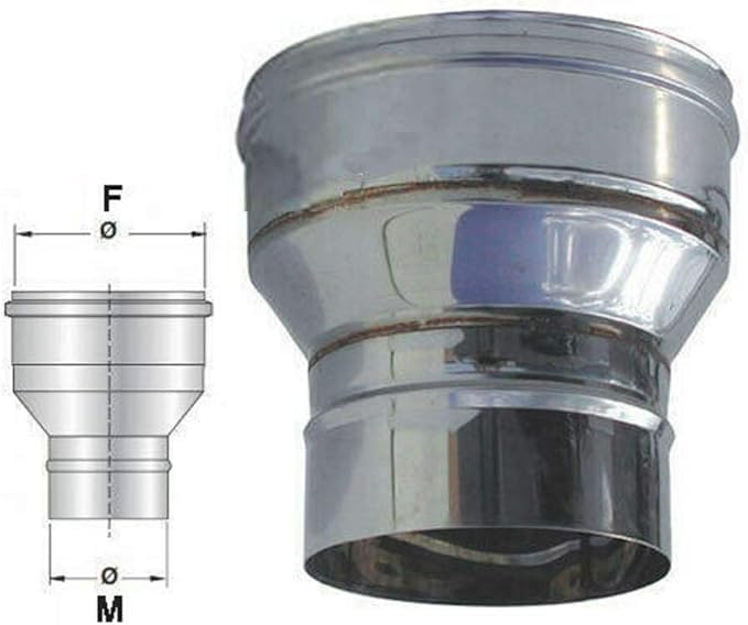 Termobrico reducción/aumento de diámetro para conducto de humos de acero inoxidable AISI 316 – Varias medidas - (Ø M 80/130 F ø)