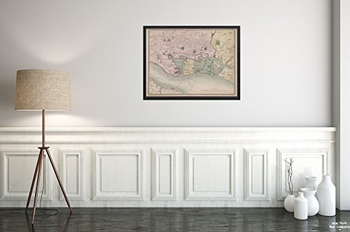 1839 Map of London Portsmouth Dower, John, fl. 1838-1846 (Engraver)|Historic Antique Vintage Reprint|Ready to Frame