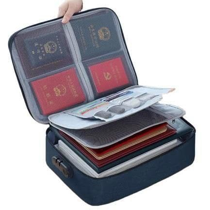 NTBAY Fireproof Document Box with Lock, Portable Fireproof Document Bag Waterproof Fire Proof File Boxes for Documents, File Organizer Box for Important Paperwork - Multicolor