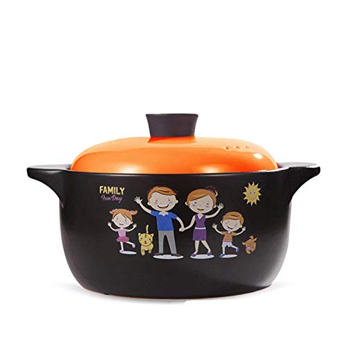 HIAQIMEI Multifunktionaler Antihaft-Suppentopf,Emaillierter Kochtopf,Hitzebeständiger Tontopf mit Deckel Bibimbap,Keramiktopf D 3.2qt/3l Cover