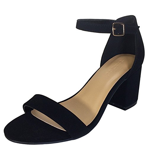 BAMBOO Women's Block Heel Sandal with Ankle Strap