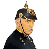 Amakando Preußische Pickelhaube Bismarck Pickel Helm Preußen Pickelhelm Militär Kopfbedeckung Ritter Faschingshelm mit Spitze Uniform Mottoparty Accessoire Karneval Kostüm Zubehör