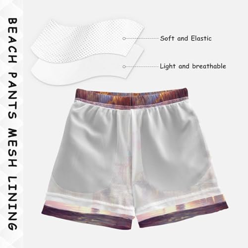 River Buildings Purple Boys Swim Trunks Quick Dry Toddler Swimsuit Boy Swimwear Board Shorts Bathing Suits M4