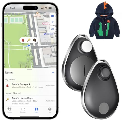 Utag GPS Tracker for Kids 2 Pack, Key Finder Works with Apple Find My (iOS only), IP67 Waterproof, Privacy Protection, Lost Mode, Bluetooth Tracker for Children, Elderly, Pets, Backpack(Black)