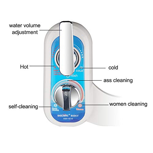 Bidet sedile WC con spruzzatore acqua calda e fredda, doppi ugelli autopulenti e controllo pressione dell'acqua, non elettrico per uso personale