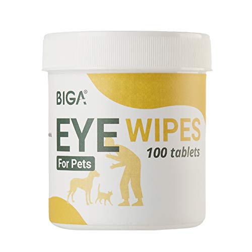 BIGA Pet Eye Cleaner Wipes with Aloe Vera Extract for Cats Dogs Puppy Tear Stain Remover 100ct per Pack
