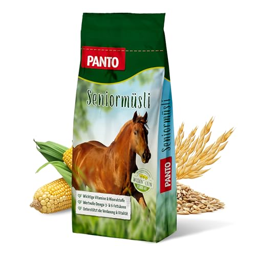 PANTO Pferdefutter Seniormüsli mit Wisan-Lein 20 kg – verdauungsförderndes Kraftfutter mit Omega-3 Fettsäuren, funktionales Pferdefutter für Pferde im höheren Alter