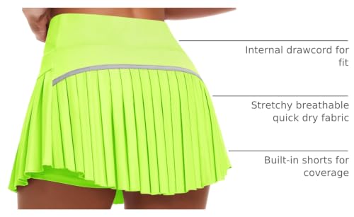 Image of JoyGirl Womens Pleated Tennis Skirt High Waist Golf Skort | Built-in Shorts with Pockets, Mini Athletic Skirt, Breathable, for Tennis Golf Pickleball Workout
