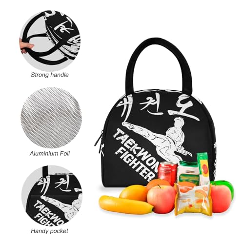 Taekwondo Pattern Backpack for Kids, Girls Boys Lightweight Elementary Bookbag with Lunch Box4