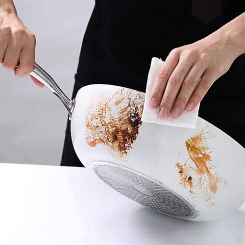 Wok de aleación de aluminio blanco con tapa, 30 cm miniatura 6