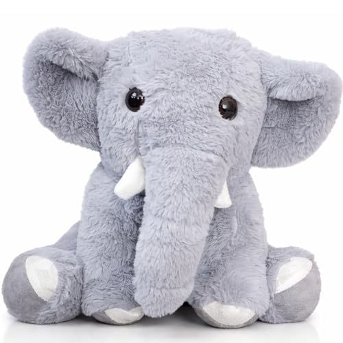 Image of Fun4You-Grey Elephant Soft Toy for Kids (40cm) | Cute Elephant Plush Stuffed Animal | Super Soft Teddy for Girls & Boys | Birthday Gift & Room Decor