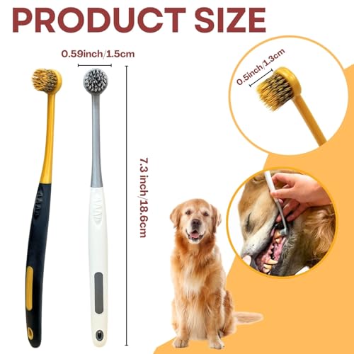 Image of Dog Toothbrush 4Pack Round Head Dog Tooth Brush Kit Soft Pet Toothbrush for Sensitive Teeth mit Anti-Slip Rubber Handle for Pet Plaque Dental Care
