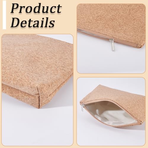 Image of GORGECRAFT Cork Cosmetic Bag Makeup Case with Zipper Travel Cork Clutch Vegan Bag Sustainable Small Wallet Pouch Cosmetic Toiletry Organizer for Purse Make up Brushes Lipstick Daily Use 6.5 x 9.5 inch