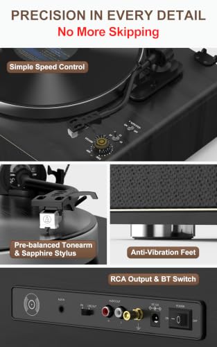 Image of Seasonlife All-in-One Record Player with 4 Speakers & Bluetooth, Black