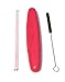 Reusable Glass Drinking Straw with Travel To Go Protective Carrying Case Holder and Cleaning Brush | Perfect for Home, Office or Gift | Straight 8 in x 9.5 mm Healthy, Eco Friendly (Pink Sapphire)