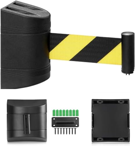 Divisor línea, Barrera Cinta retráctil Colas, Montaje en Pared, con Accesorios Montaje Parques Infantiles, hoteles y Control multitudes.