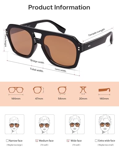 Image of SOJOS Retro Thick Polarized Aviator Sunglasses for Women Men, Large Trendy Bold Square Pilot Shades SJ2385