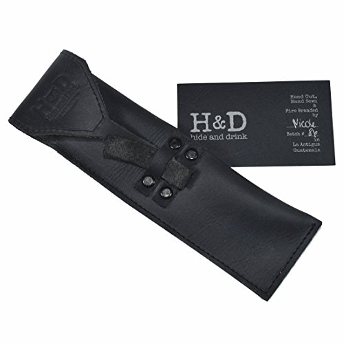 Rustic Leather Straight Razor Case Handmade by Hide & Drink :: Charcoal Black - Thumbnail 4