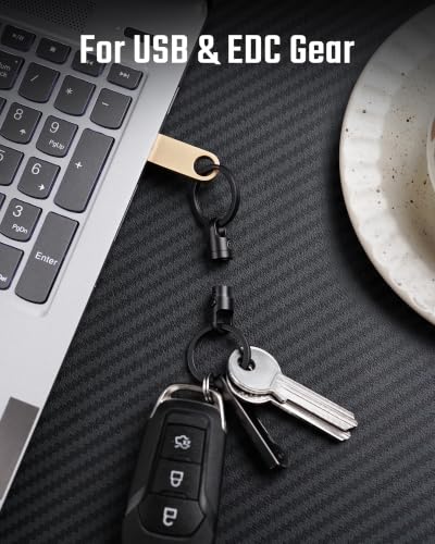 Image of KeyUnity Titanium Magnetic Quick Release Keychain, One-Hand Detachable Connector for Car Keys, USB Drives and EDC, Black, KA62 Compact-1 Pack