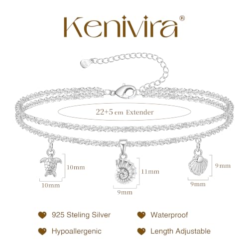Image of Kenivira Sterling Silver Ankle Bracelets for Women,Gold Dainty Layered Waterproof Anklet for Women, Anklet Set Stackable Beach Gift Adjustable Size